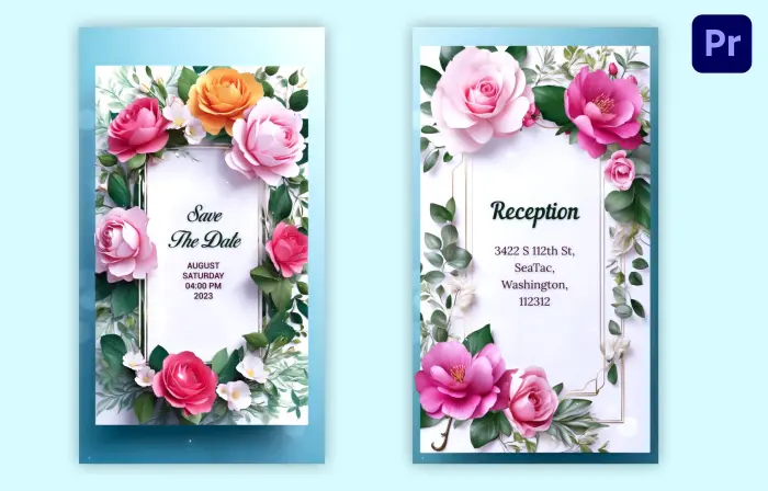 Stylish Floral 3D Wedding Invite Instagram Story
